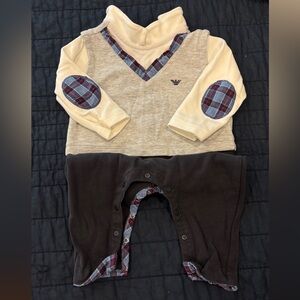 Emporio Armani Cream and Black Kids Bodysuit